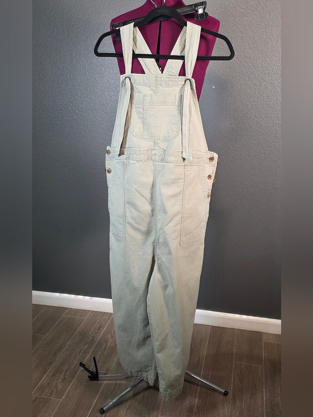GAP Maternity Utility Overalls Size Large Khaki Green Carpenter Bib